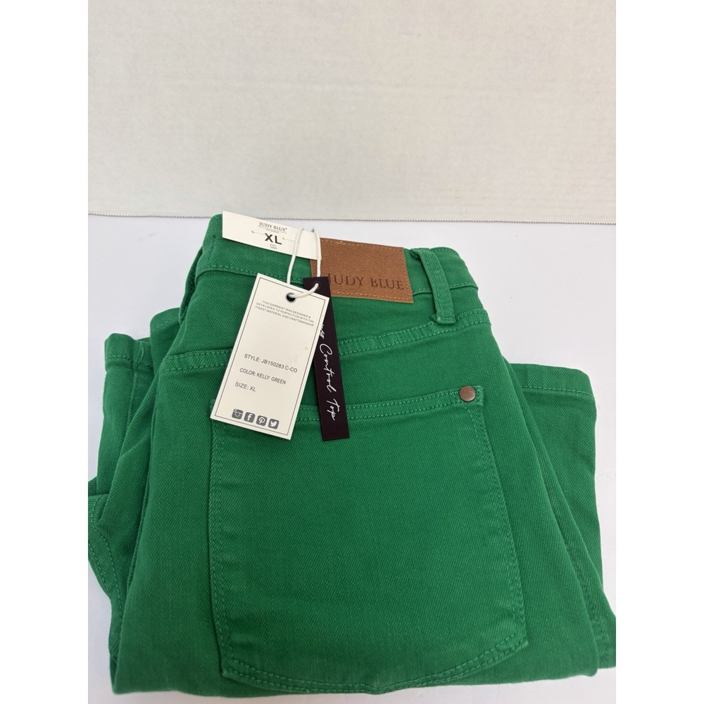 Judy Blue NWT Kelly Green Hi-Rise Tummy Control Jean Denim Shorts XL JB150283